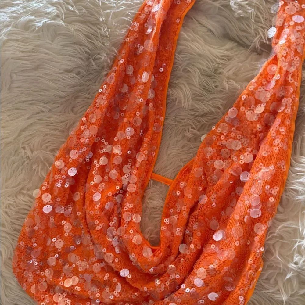 Orange Sequin Halter Top - Picture 3 of 3